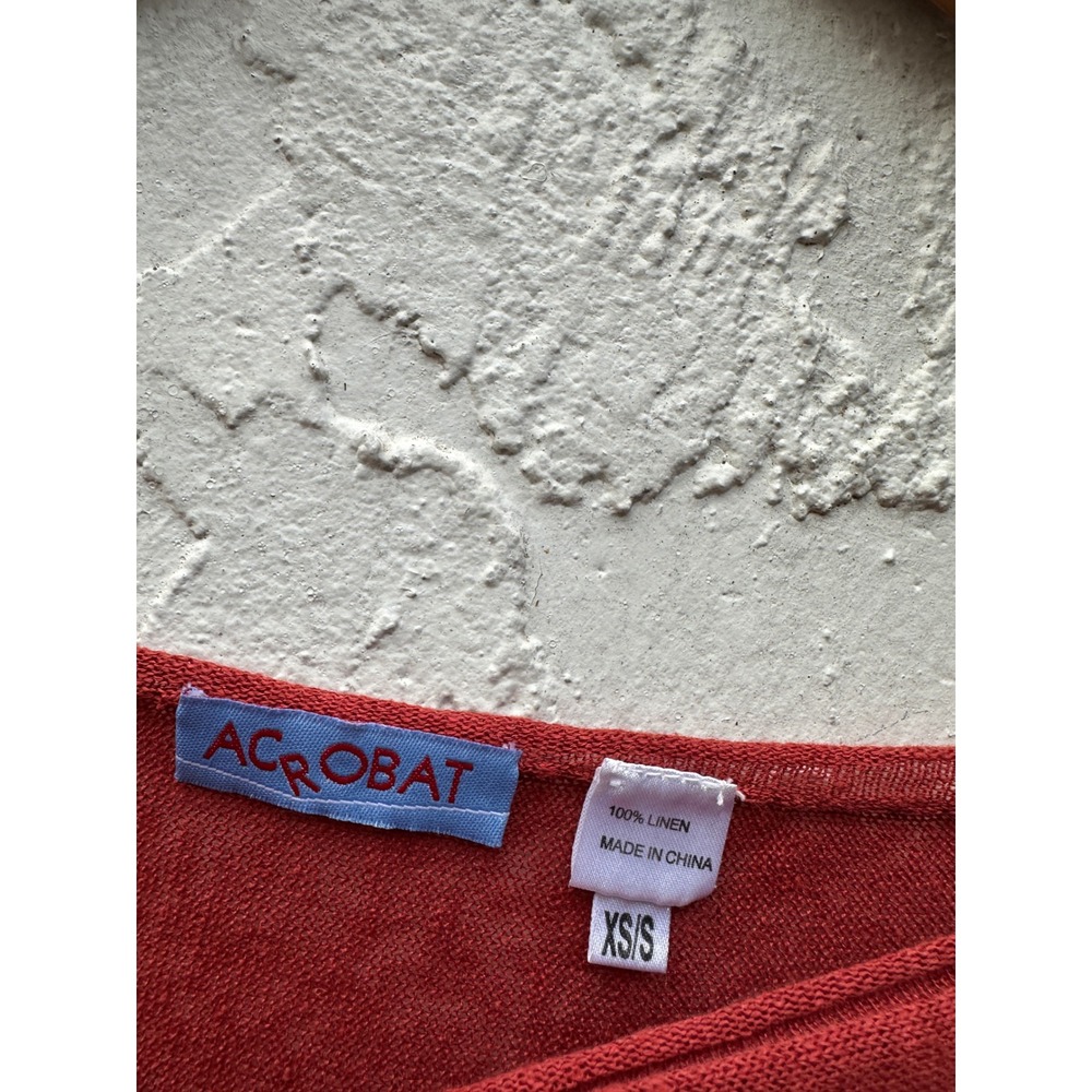 Acrobat Women Rust Red 100% Linen Oversized High-Low Knit Sweater XS/S - Picture 2 of 4